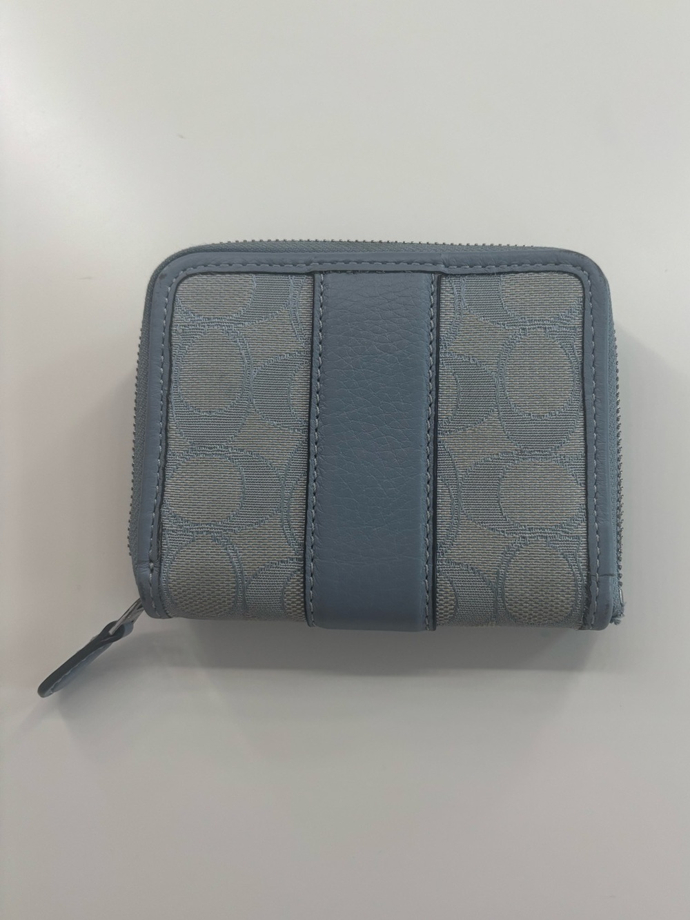 Coach Signature Jacquard Zip Around Small Wallet Blue C8323 - Picture 3 of 8